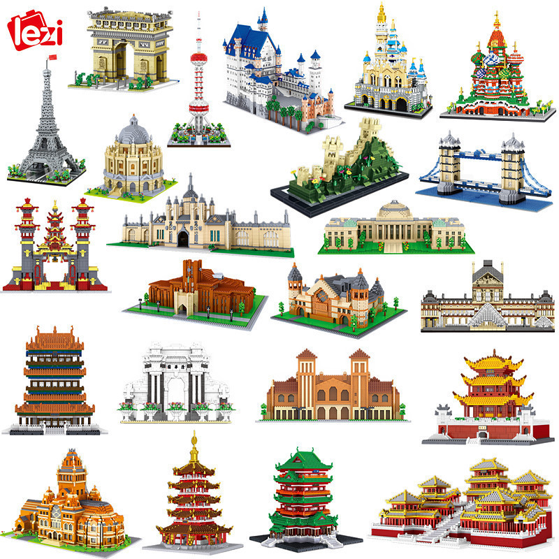Qunlong Lezi 8002-8204 Afang Palace Great Wall Diamond Small Particles Inserted Creative Building Blocks Building Toys