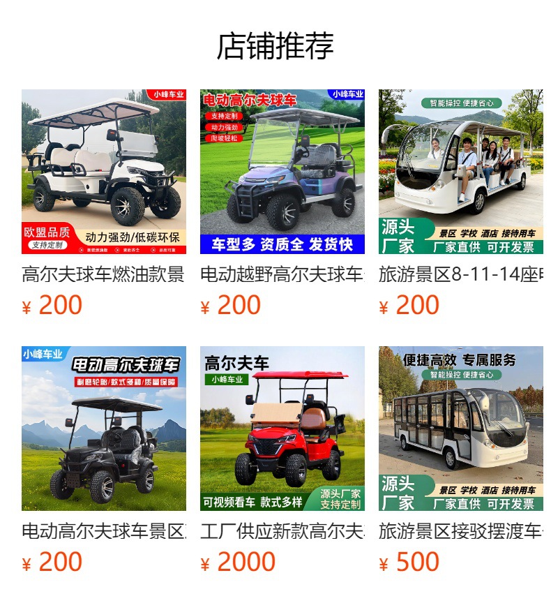 High-End Electric 2-4-6-Seater Golf Cart for Scenic Areas, Four-Wheel Patrol and Sightseeing Vehicle for Tourist Hotels