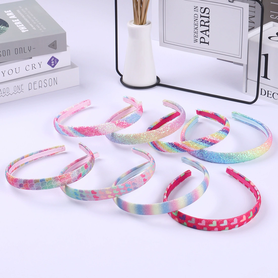 Rainbow headband, children's hair accessory, city style, Amazon, gradient