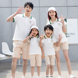 Parent-Child Summer Polo Shirt for a Family of Three and Four 2025 New Trendy Mother-Daughter Clothing Mother-Child Clothing Western Style Suit
