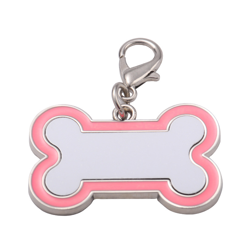 Placa de perro en forma de hueso - Rosa