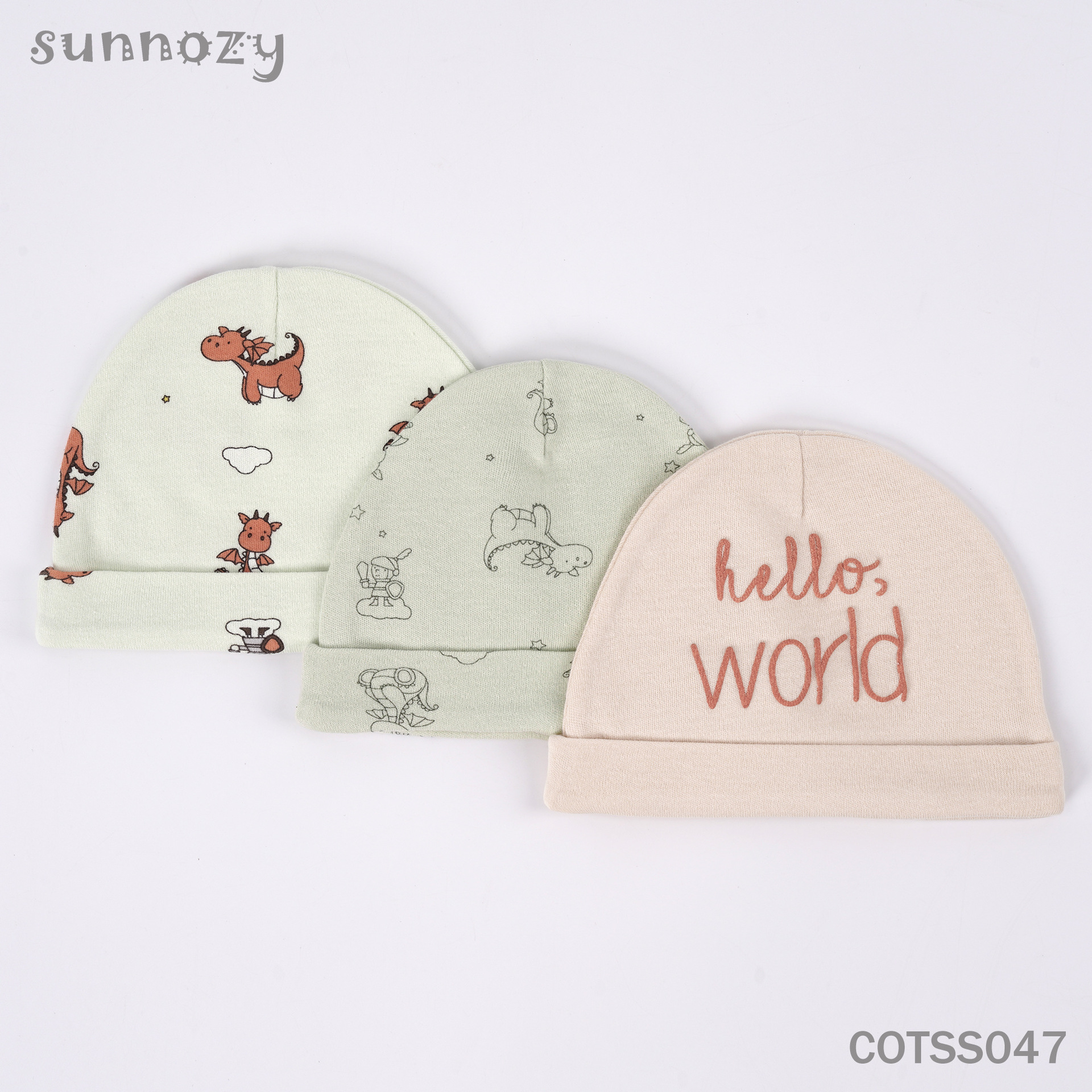 Juego de 3 gorros de algodón puro para recién nacidos Sunnozy, elásticos, para todas las estaciones, bonitos gorros de cúpula para bebés, venta al por mayor