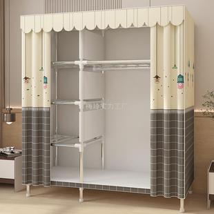 Durable Steel Pipe Sturdy Fabric Wardrobe for Home Bedroom Assembly, Suitable for Rental Housing Storage Cabinet, Simple Wardrobe Steel Frame
