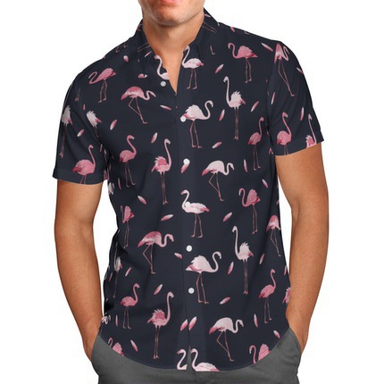 Comercio exterior transfronterizo de los hombres primavera europea y americana nueva solapa impresa en 3D manga corta a rayas retro camisa casual hombres al por mayor