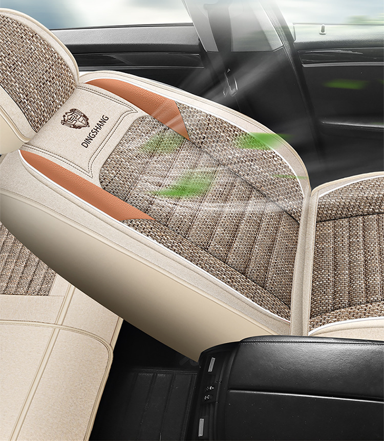 Car Seat Covers for All Seasons, Fully Enclosed, Made of Coarse Linen Fabric, Breathable Summer Seat Covers, Wholesale for Export