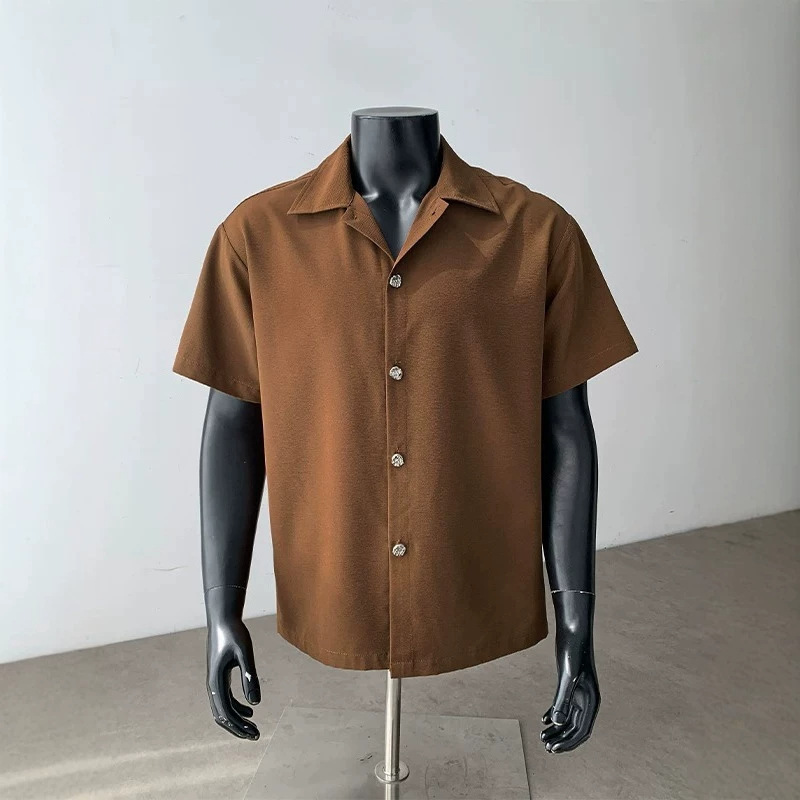 2026 Cool Men's Summer Short-Sleeve White Casual Shirt Trendy Shirt Cardigan Jacket Turn-Down Collar Versatile Top
