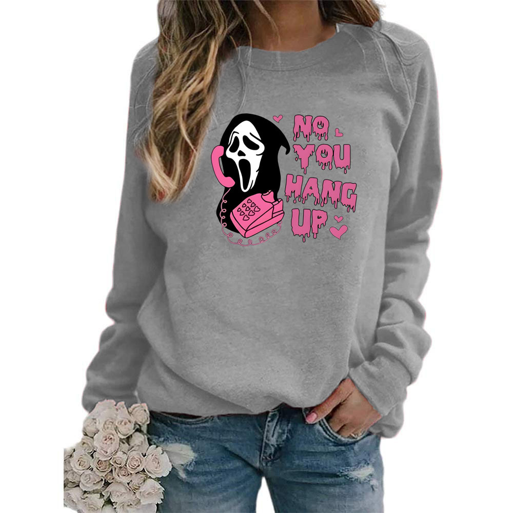 Halloween no te cuelgan impreso cuello redondo superior suéter de las mujeres de tamaño más europeo de comercio exterior transfronterizo