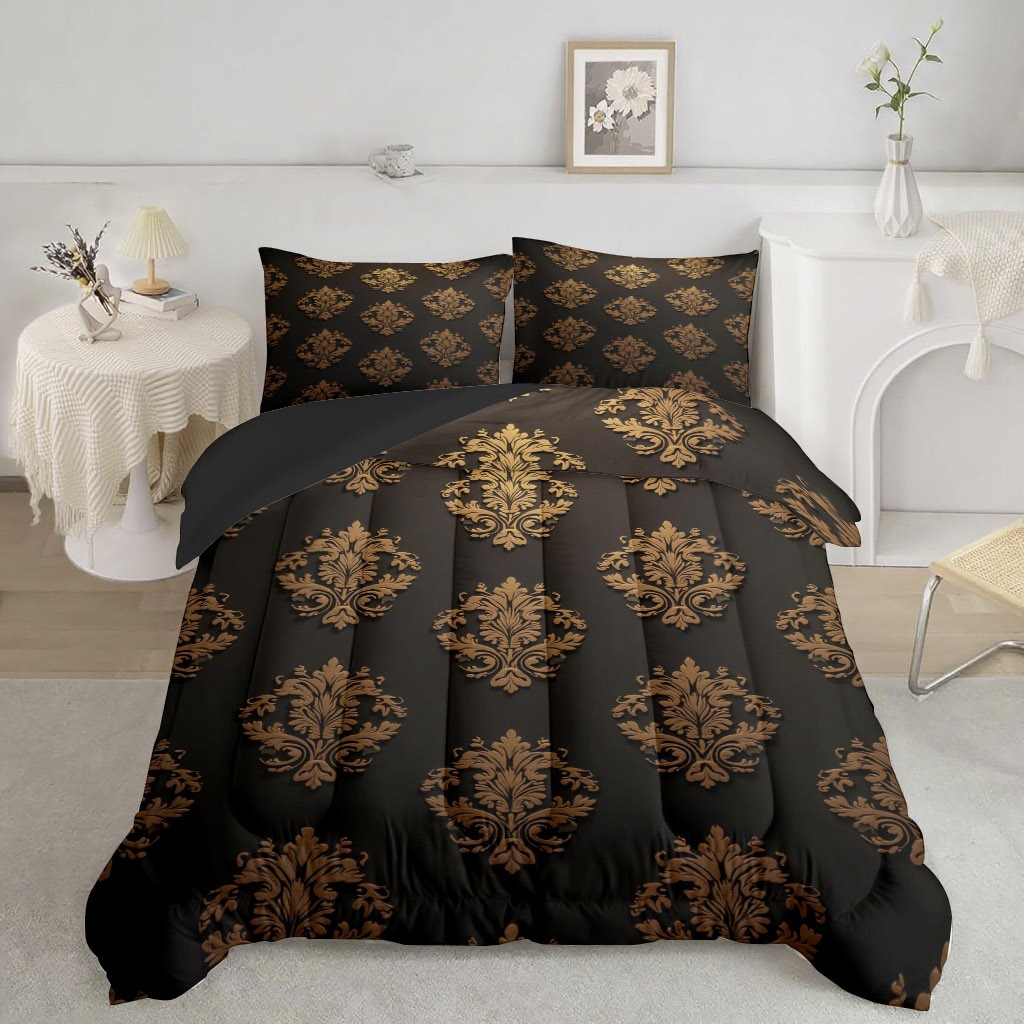 TEMU / JIT lujo ligero textura 3D impresión digital 180gms colcha colchón conjunto de dibujo se puede ajustar