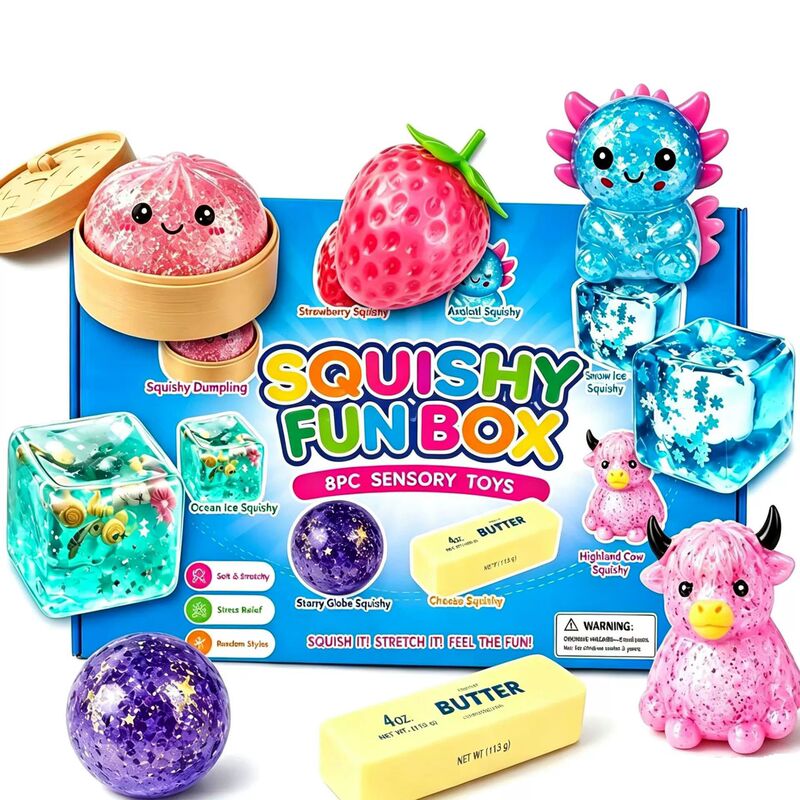 New cross-border product: Compressing toys 8-piece set, mystery soft box series, stress-relief toy blind box New cross-border product: Compressing toys 8-piece set, mystery soft box series, stress-relief toy blind box
