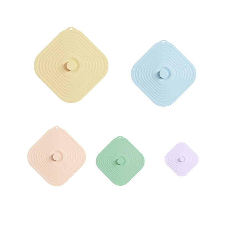 Tapas de sellado universales de calidad alimentaria para tazas y tazones, a prueba de polvo para refrigeradores, a prueba de salpicaduras para hornos de microondas, juego de cinco tapas de silicona para conservar la frescura