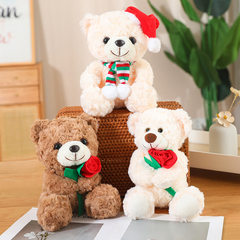 クリスマス帽子をかぶったクマのぬいぐるみ、バラを持ったクマのぬいぐるみ、テディベアのぬいぐるみ、バレンタインデーのギフト