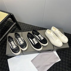 天井品質 RO 外国貿易本革ロートップシューズメンズ厚底黒と白のレースアップダークハイストリートカジュアルスニーカートレンディ