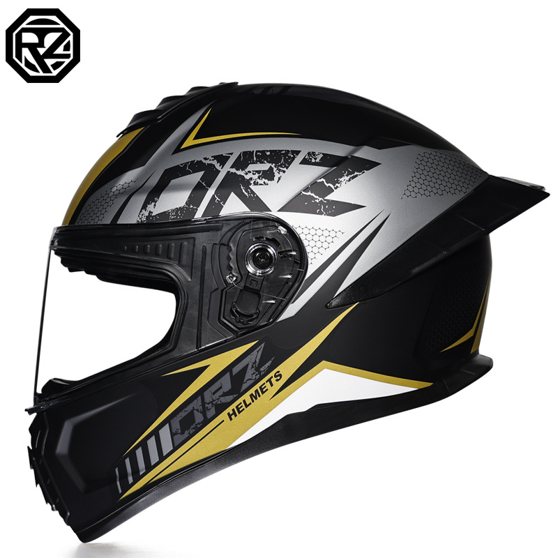 Casco de Motocicleta Certificado ORZ3c para Hombre y Mujer, Casco Integral de Doble Lente, Alerón Trasero Personalizado de Verano, Estilo Semi-Integral con Bluetooth