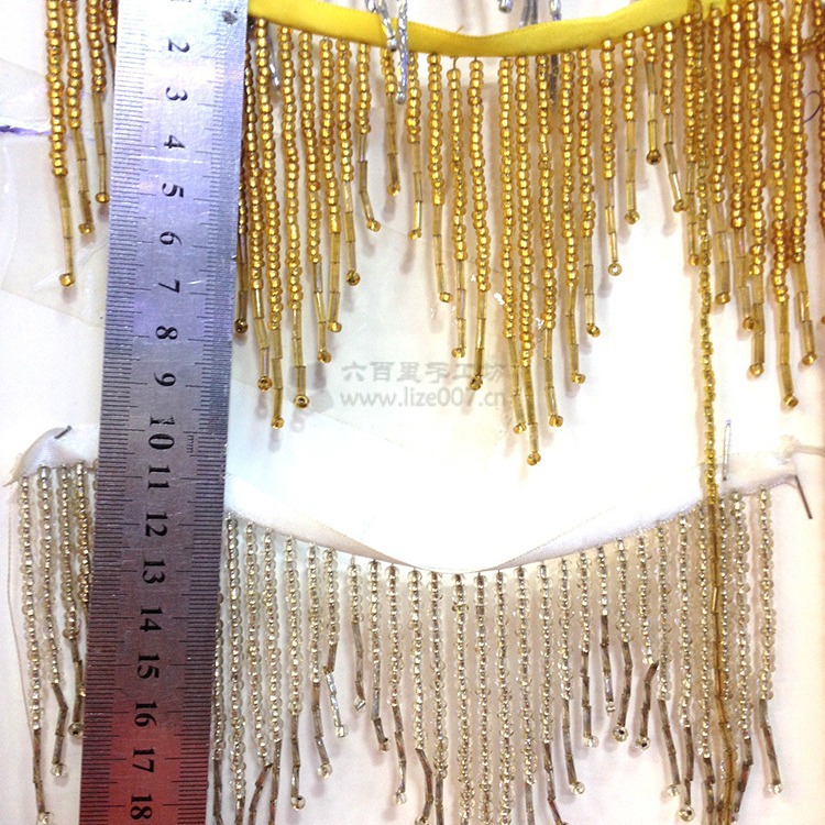 吊珠波浪形角珠花边批发窗帘配饰服装家纺辅料商镶边珠串手工DIY