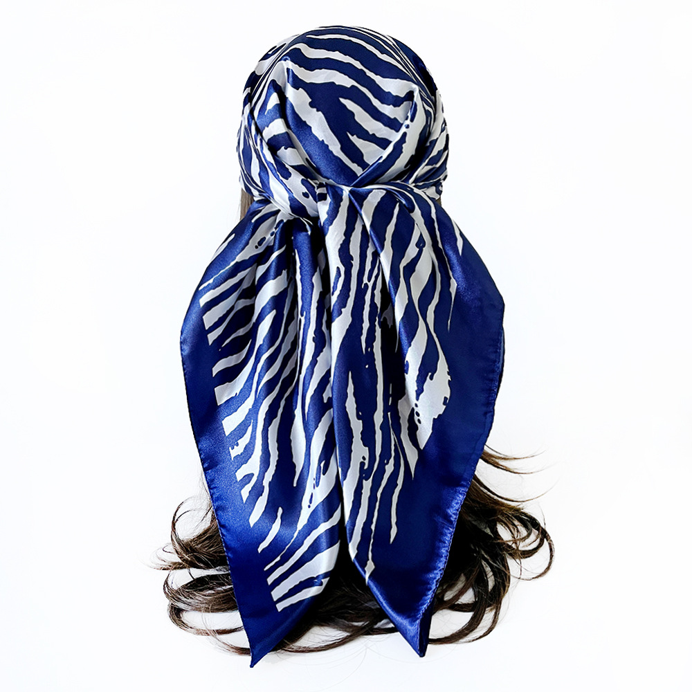 Lenço quadrado de seda estampado zebra echarpe feminina_voghion.com