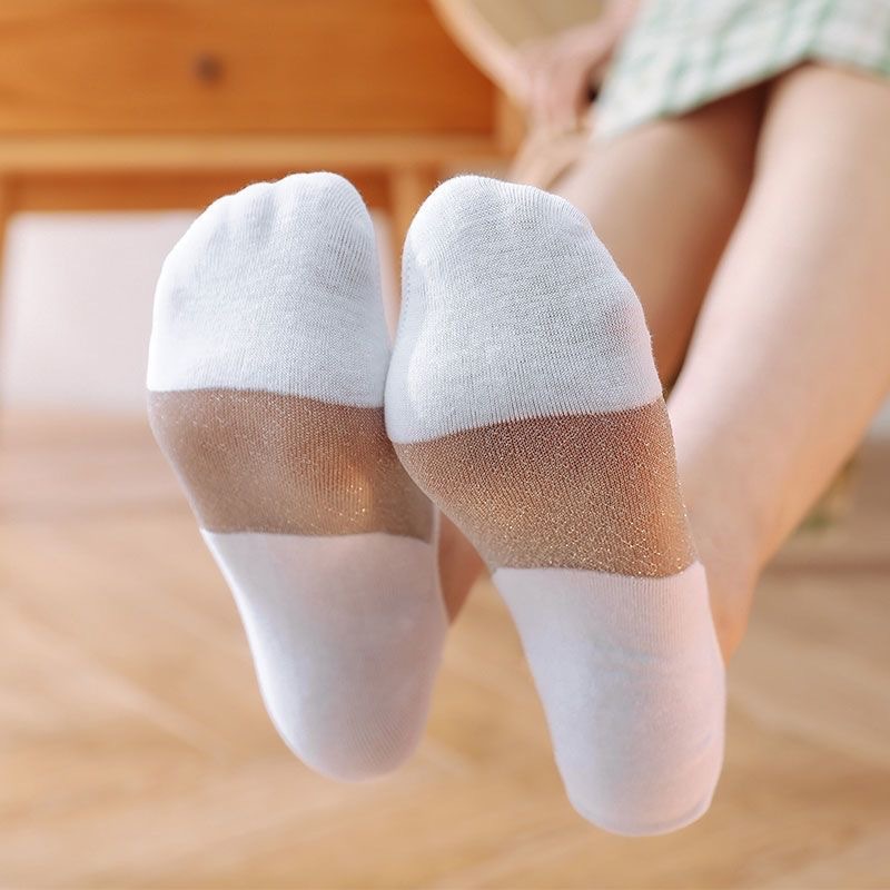 Women's Boat Socks Spring and Summer Short Low-Cut Thin Breathable Silicone Non-Slip Summer Crystal Silk Invisible Socks for Women