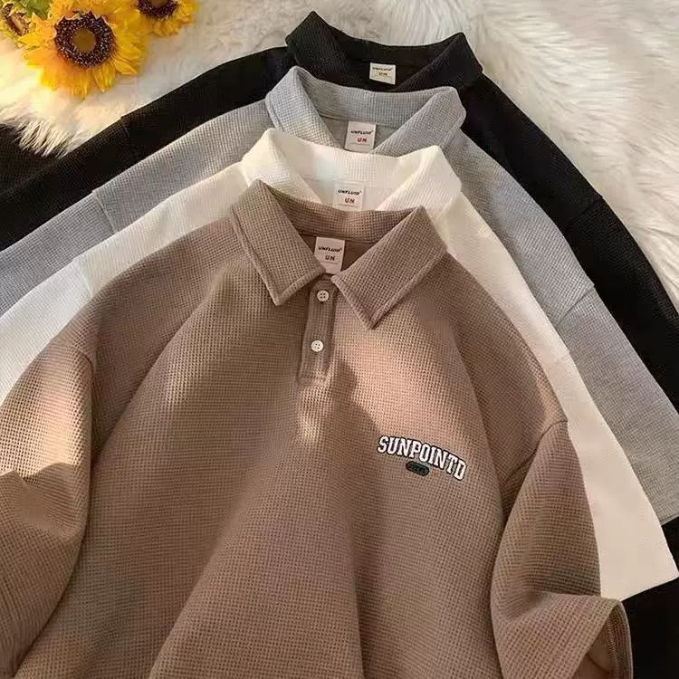 Летняя трендовая японская поло футболка oversize