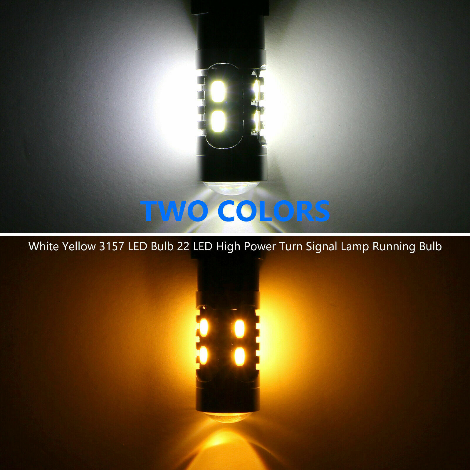 Lámpara de freno LED del automóvil 3157 luz de dirección 22SMD blanco amarillo bicolor luz diurna T25 3157 5630 luz trasera image 3
