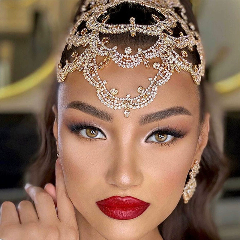 Европейская и американская популярная роскошная повязка на голову с цирконом, свадебный головной убор, ретро, ​​элегантная многослойная цепочка для волос с цветком, аксессуары для волос, повязка на голову