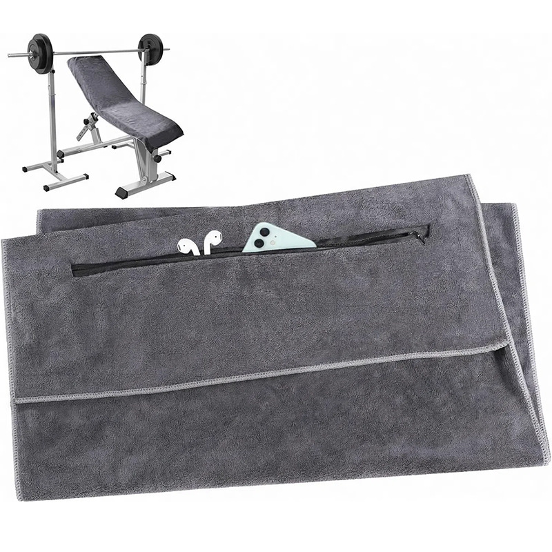Microfiber Quick Dry Fitness Towel with Phone Pocket Zipper Pilates Yoga Mat Cover Chair Cover Sports Towel Wholesale