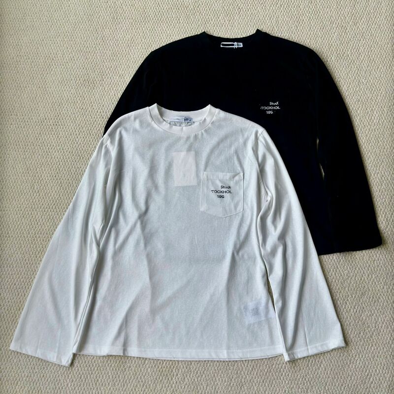 Nanyou Correct Top Version AC Pocket Classic Cotton and Linen Pocket Letter Print Distressed 1996 Long Sleeve Loose Fit Unisex Nanyou Correct Top Version AC Pocket Classic Cotton and Linen Pocket Letter Print Distressed 1996 Long Sleeve Loose Fit Unisex