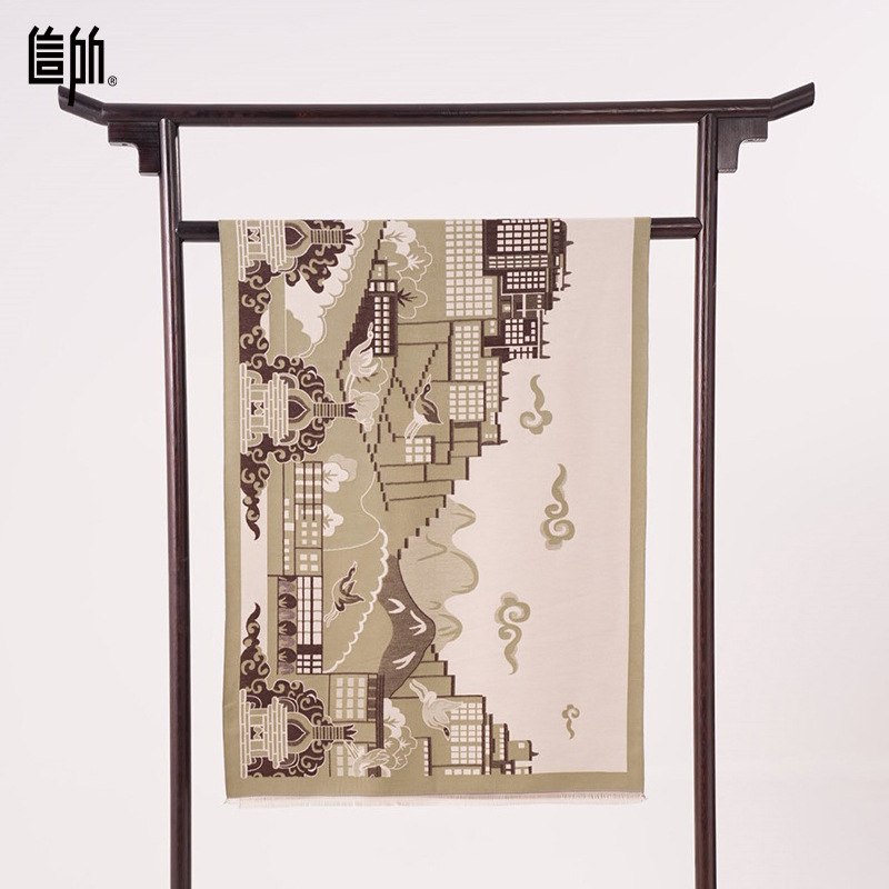 This Brand Loft Above Fashion Color Matching Double-Sided Scarf Dual-Use Warm Imitation Cashmere Shawl Female 65091