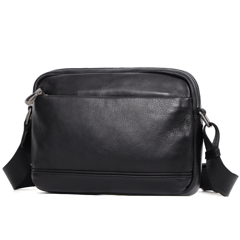 Túi đeo chéo nam da bò thật kiểu vuông nhỏ 29×11×17 cm — Màu đen