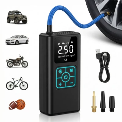 Hava nasosu – with Digital Display, Mini Car - 1007-series-dual-use-charging-and-plug-in-power-bank-05m-type-c-cable-3m-cigarette-lighter-power-cable