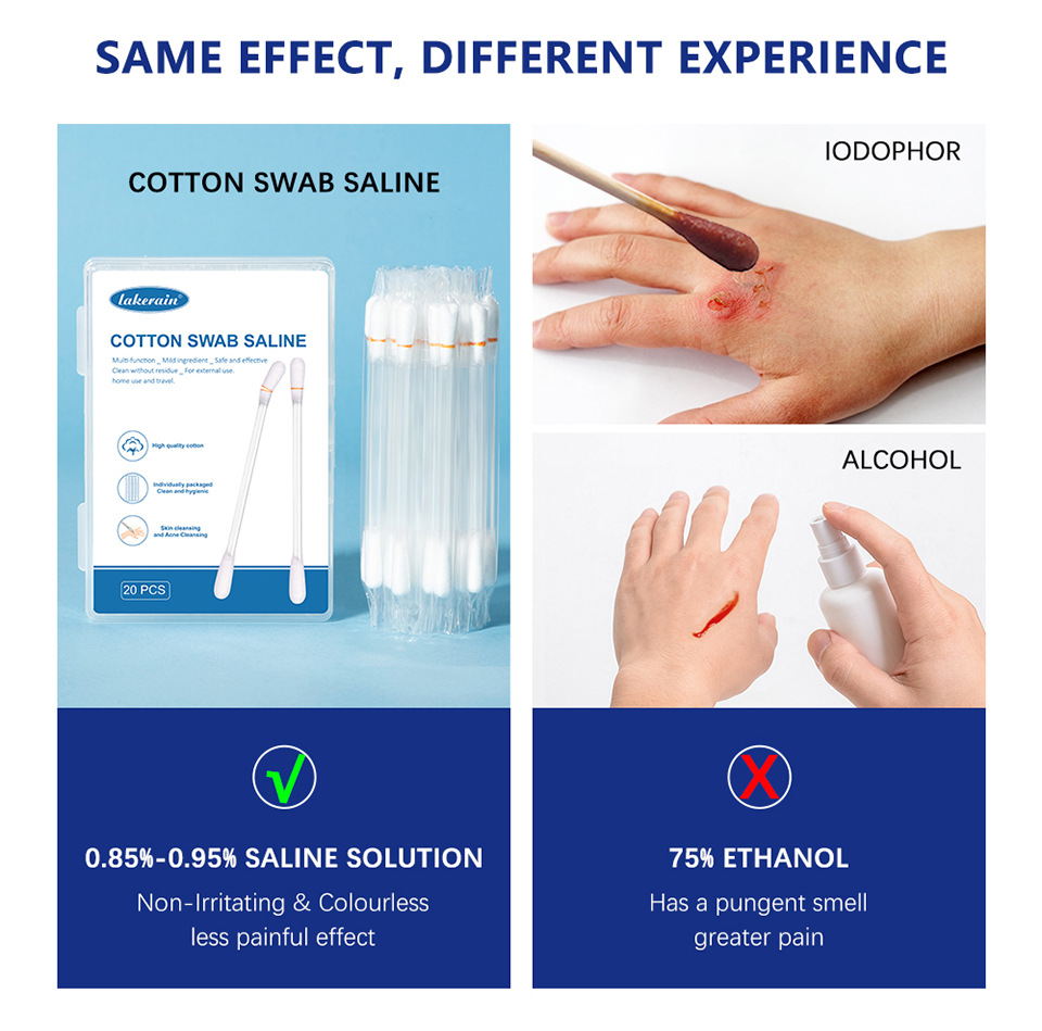 Solución fisiológica de limpieza con hisopo de algodón Carina Lakerain, limpieza de cejas, ojos y labios, bordados, lavado de nariz, diluido._voghion.com