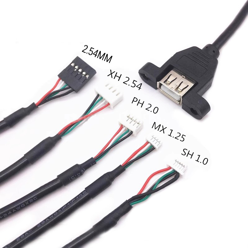 USB母头带定位孔端子线杜邦xh2.54/ph2.0/mx1.25连接线USB延长线