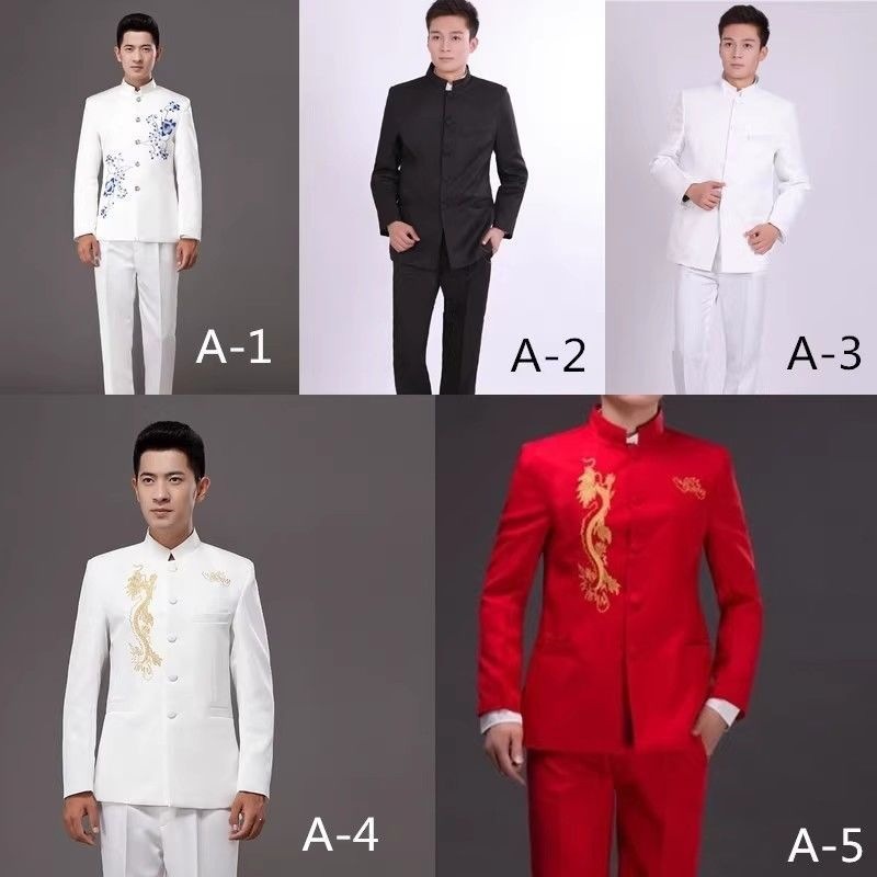 新中式男装中国风民国男龙服套装男款舞台主持人合唱演出服装男士