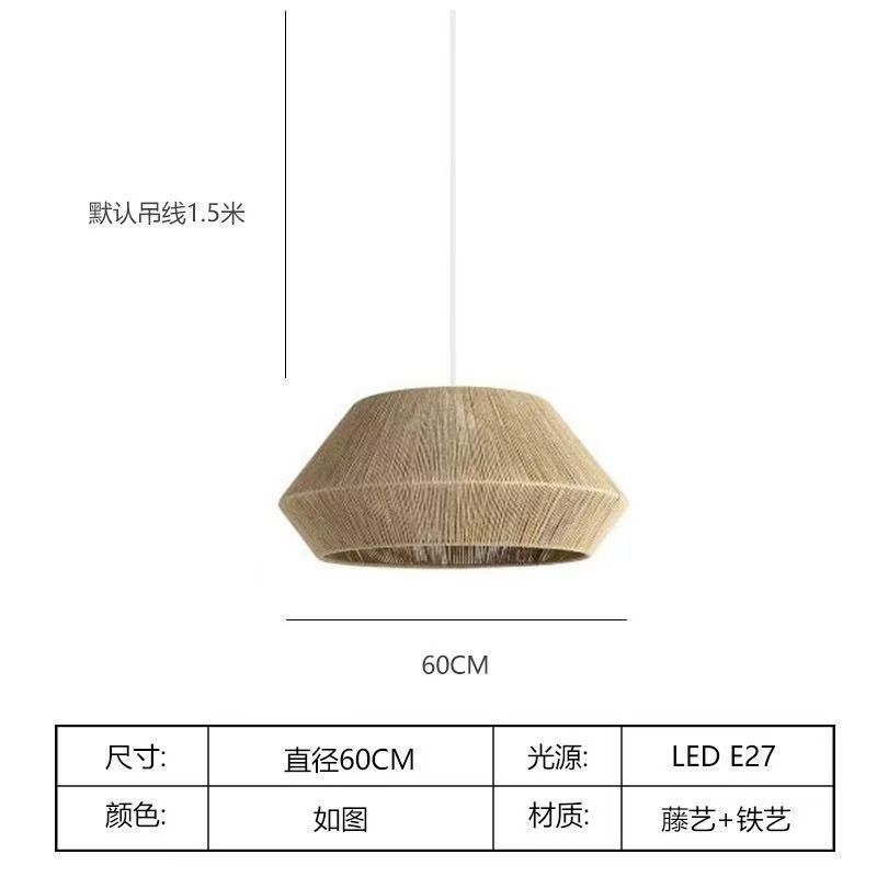 Lámpara de estilo japonés, estilo tranquilo y creativo, restaurante personalizado, bar, dormitorio, balcón, lámpara de vidina tejida a mano retro