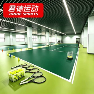 定制网球场地胶室内外专用体育场学练馆PVC地垫运动橡胶地板厂家