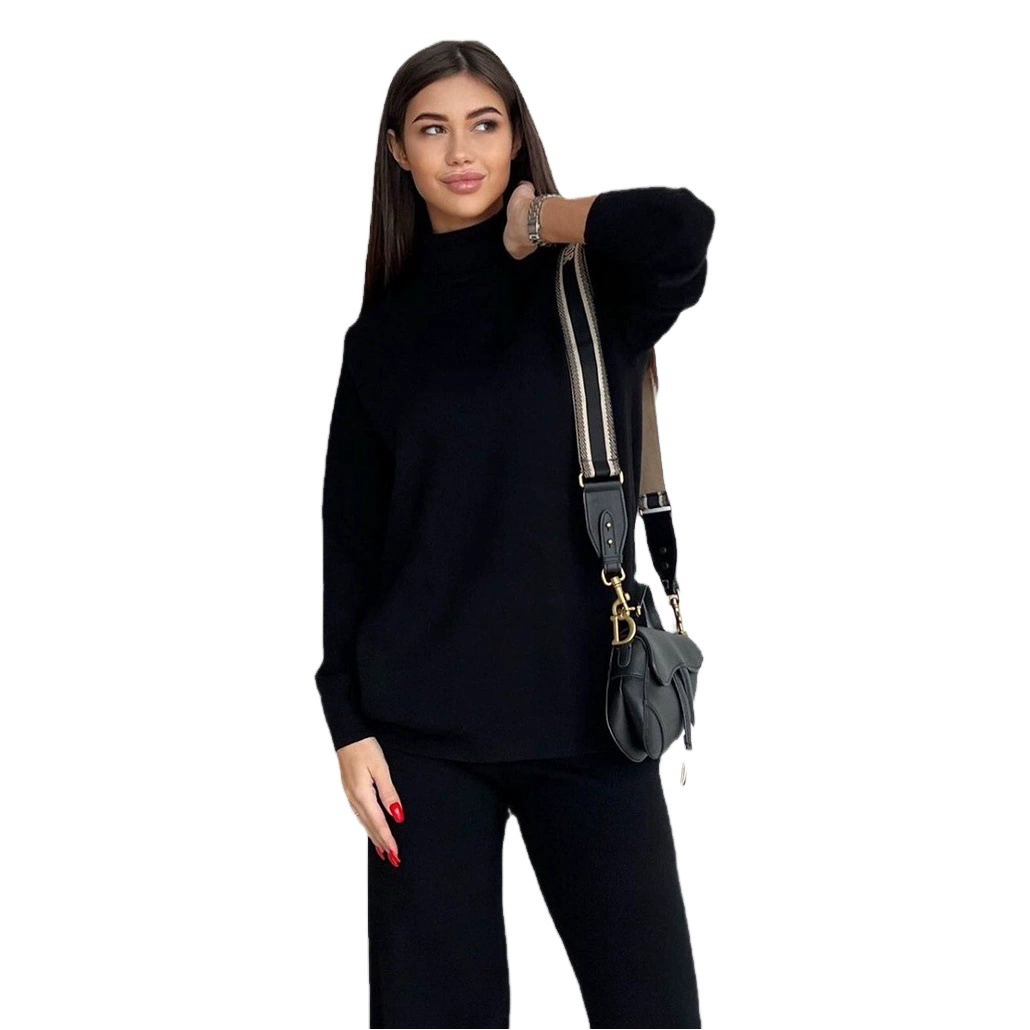 Взрывной 2024 трансграничный европейский и американский wildberries осенне-зимний женский вязаный свитер с высоким воротником мягкий свитер набор