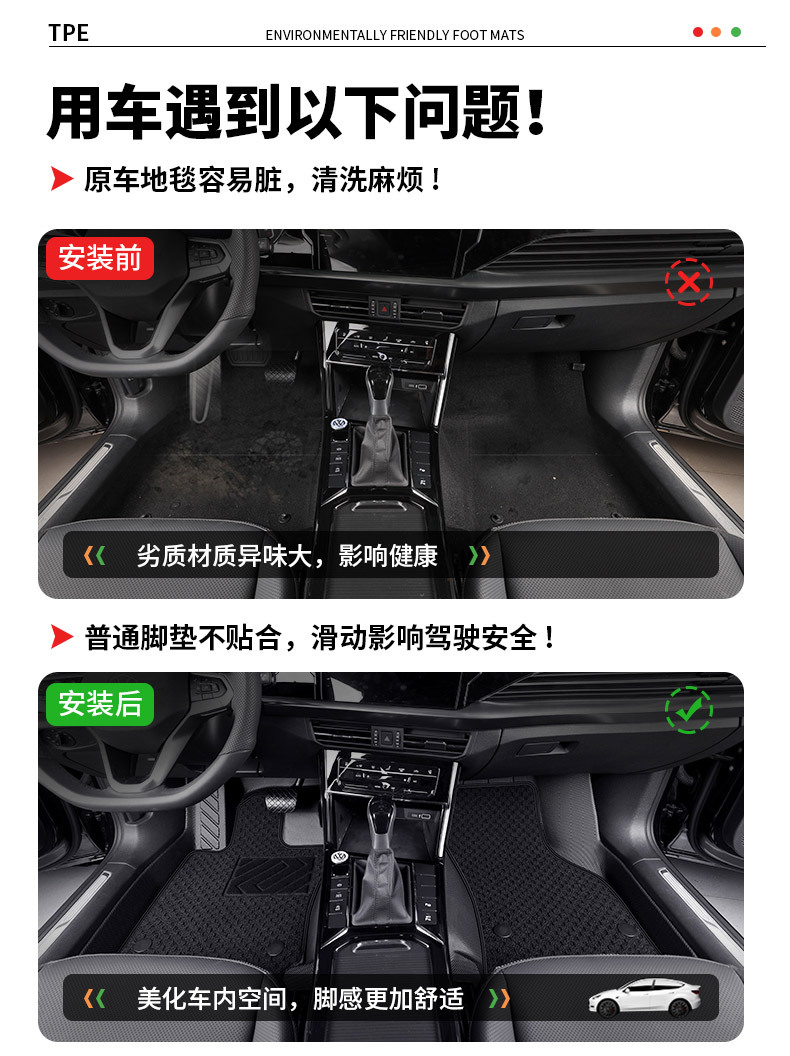 Tpe Car Door Sill Mats, Custom-Fit, Full Coverage, Thickened, High Wear Resistance, Non-Slip Carpet Mats, Tpe Automotive