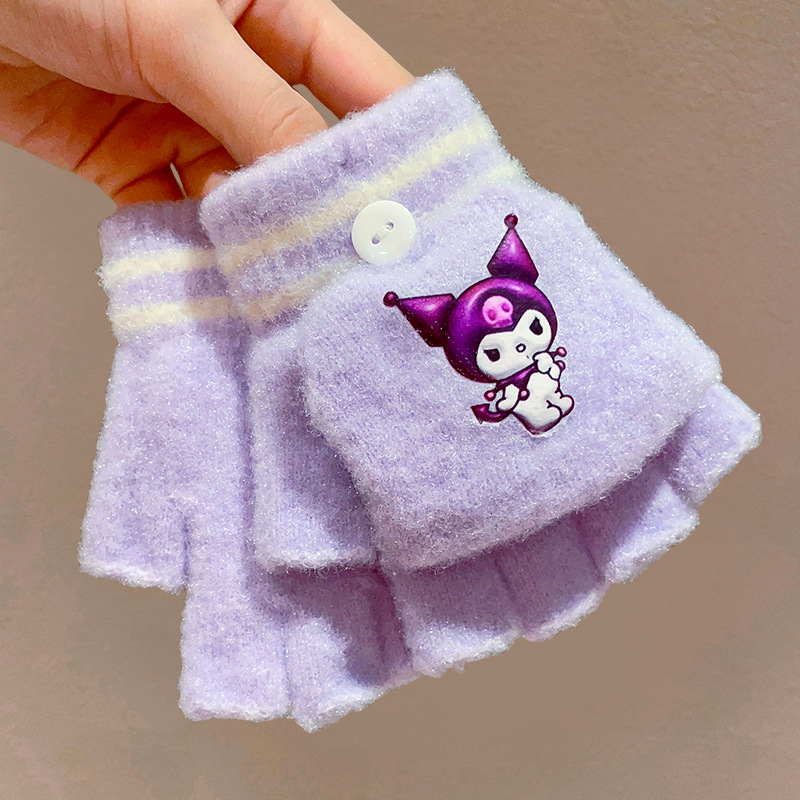 Guantes pequeños para niños, cunas de medio dedo para bebés, niñas y niños, engrosados en invierno, cálidos y a prueba de viento, juegos de cinco dedos para bebés y niños pequeños en otoño e invierno