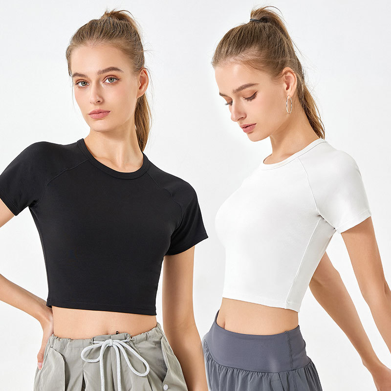 2025 nuevo algodón de ácido hialurónico corto de manga corta de cuello redondo de alta elasticidad de la piel deportiva secado rápido chaqueta