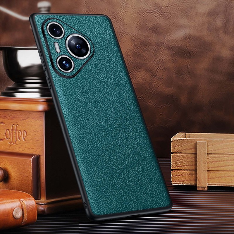 Huawei Pura80 Pro ビジネス携帯電話ケースに適しています。革製のライチ柄 P70 トップグレード牛革製の精密穴あき保護ケースです。|undefined
