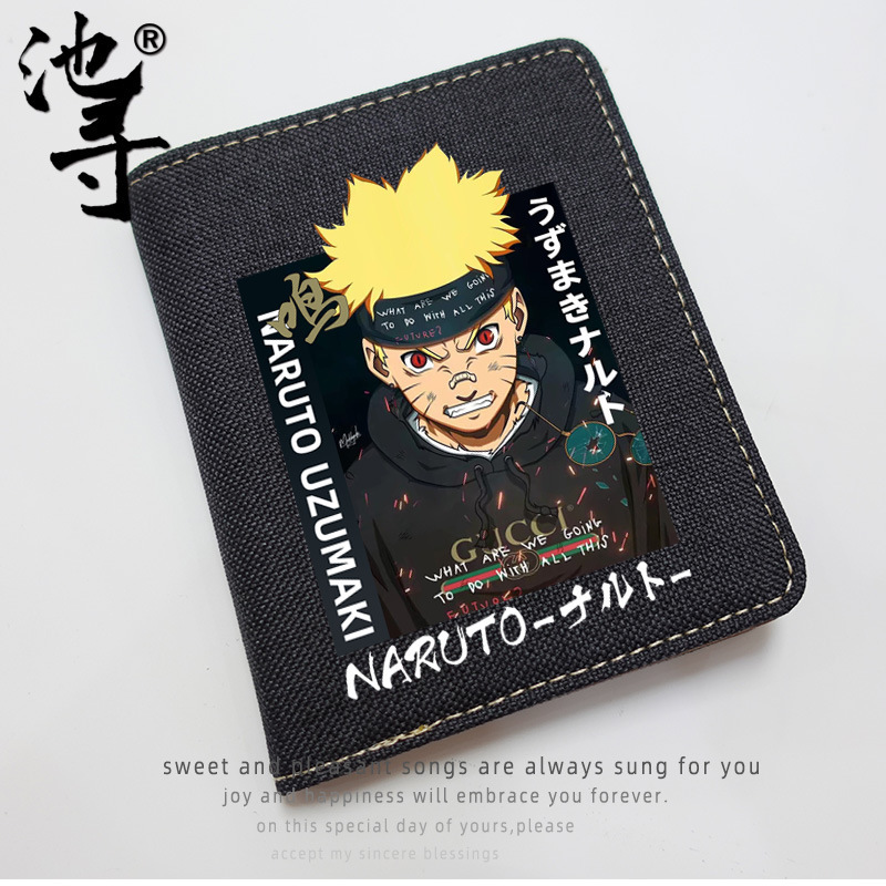 Naruto Naruto Sasuke Kakashi Itachi Wallet Men's Trendy Brand Co-branded Wallet Card Bag Youth Personality Creative