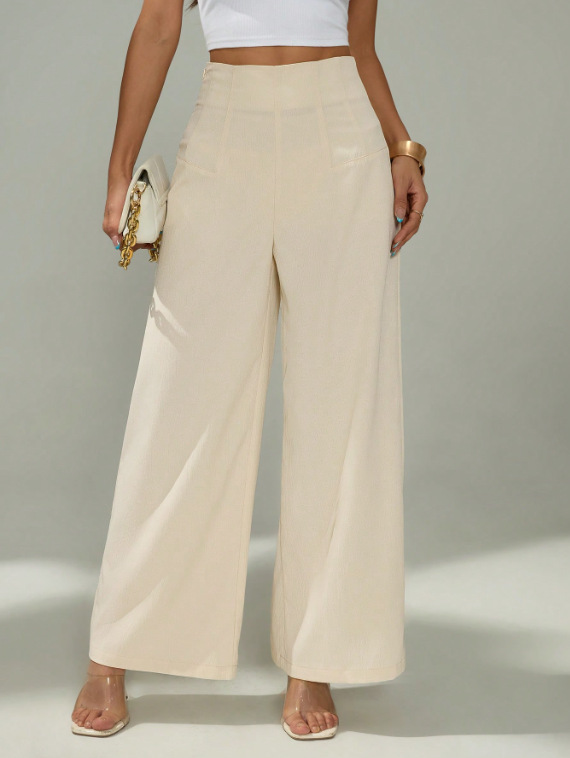 Pantaloni a gamba larga donna autunnali casual fluidi sfiancati_voghion.com