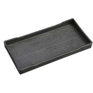 Rectangular plastic plate hotel room wood grain non-slip tea cup black white tray melamine commercial wholesale