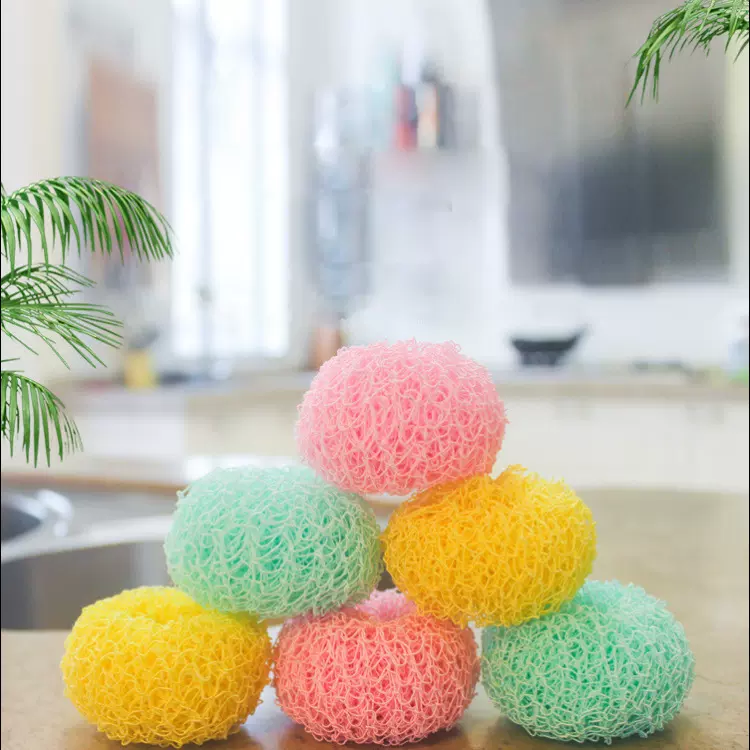 去污防锈钢丝球清洁清洁刷纳米清洁球彩色纤维清洁球刷义乌小商品