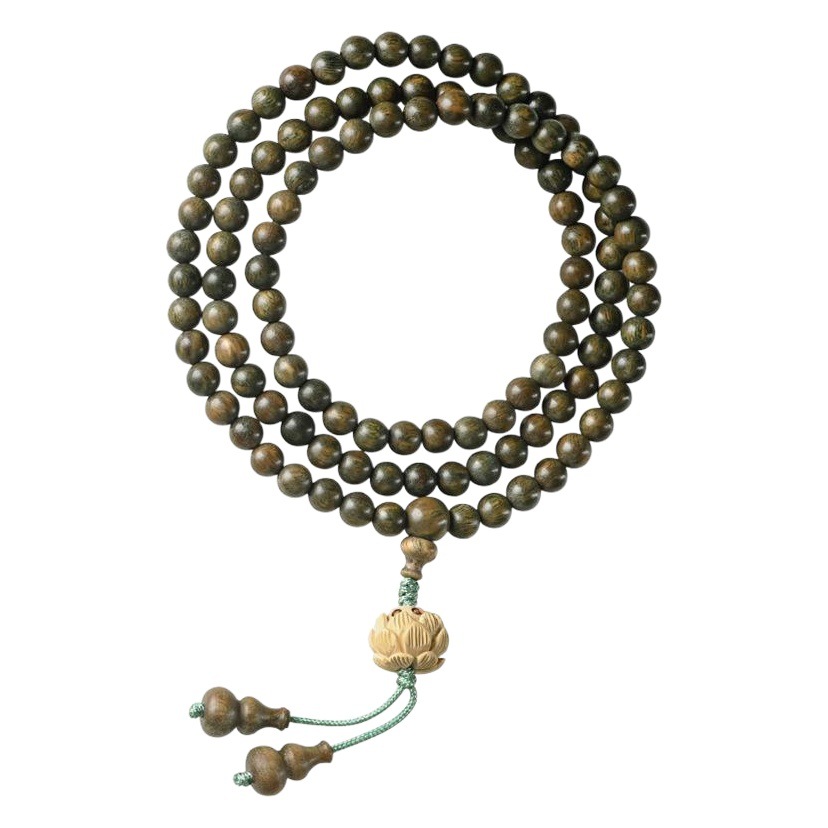 Pulsera de sándalo verde sándalo 108 cuentas pulsera boj Lotus hombres y mujeres pareja multi-Circle collar rosario