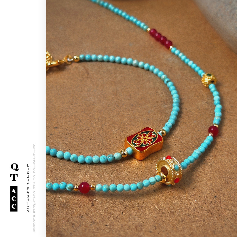 Nuevo estilo chino estilo de moda versátil accesorios temperamento elegante piedra natural cuentas zircon adornado conjunto de pulseras collares para mujeres image 4