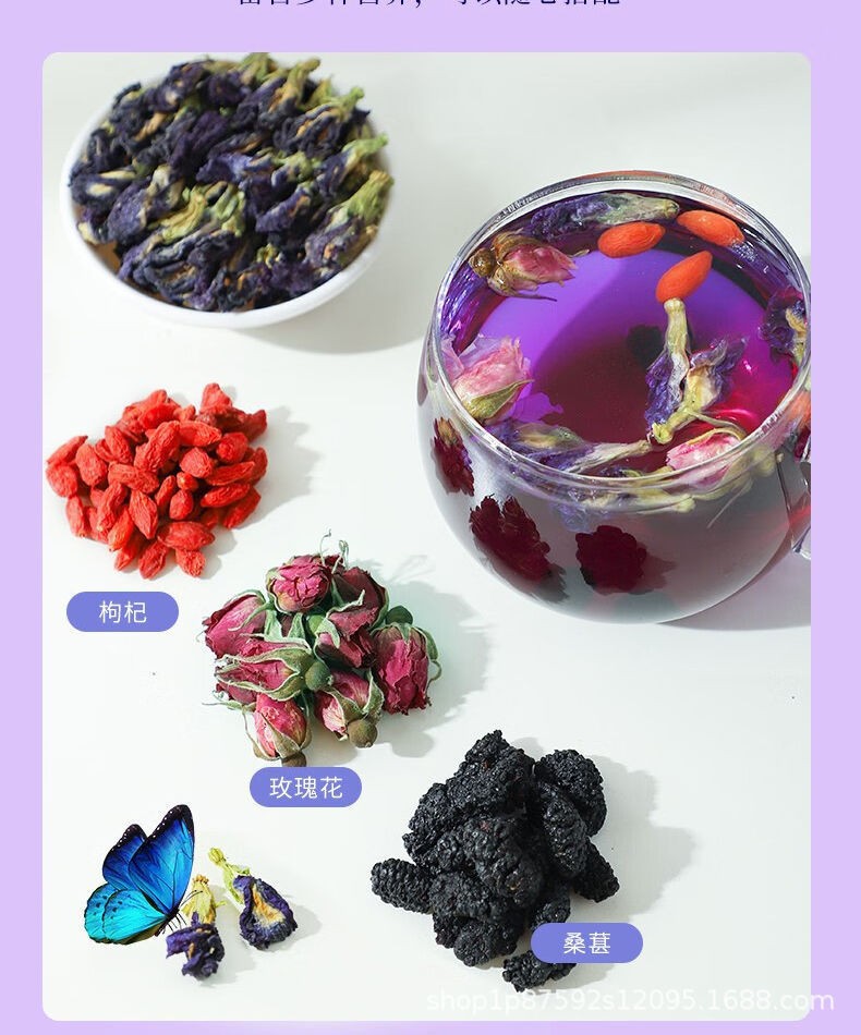 Butterfly Pea Flower Tea Lan Hu Die 30 Teabags 70g Dried Blue Floral Herbal Tea for Cold Brew quality and texture