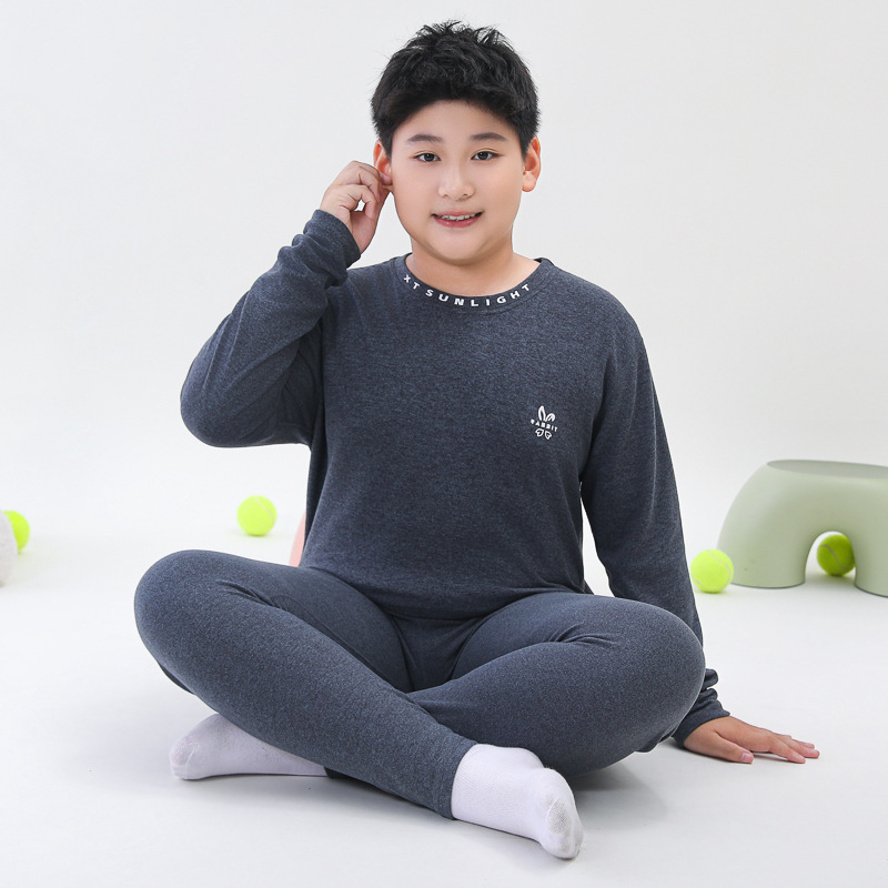 秋冬胖童保暖秋衣秋裤套装加肥加大男女童磨毛内衣中大童打底内衣|undefined