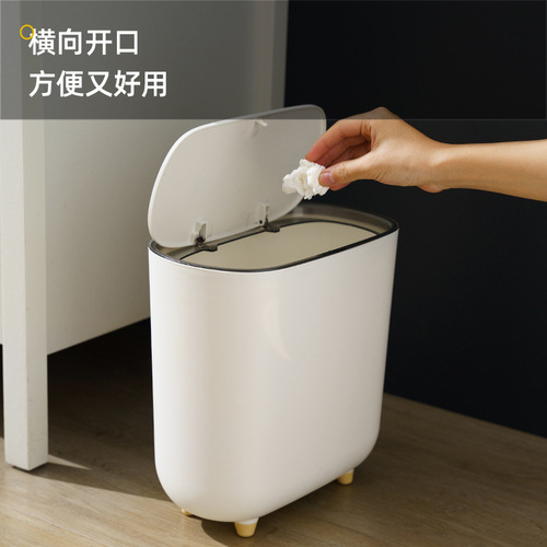 Bathroom gap trash can press spring cover bathroom narrow pressure ring garbage classification household covered trash can