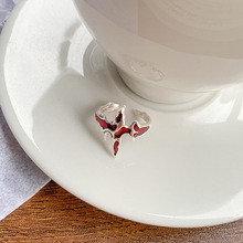 岚芷 泰银饰品不掉色个性小众猫咪动物轻奢开口食指戒925纯银戒指