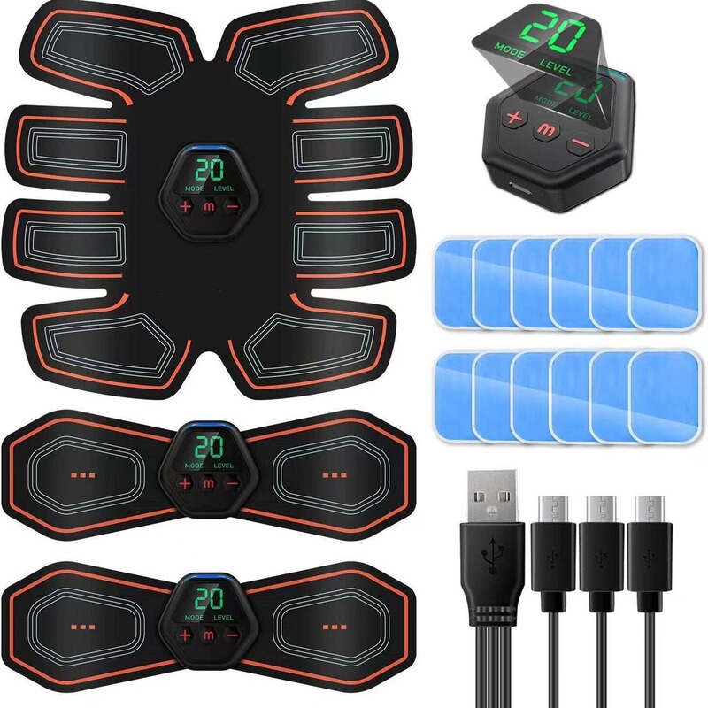 FDA 510K EMS腹部肌肉贴 肌肉刺激器液晶屏ABS电动腹肌贴 USB充电|undefined
