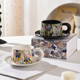 Dream Garden Coffee Cup suit High Color Value Flower Cup Accompanying Gift Creative Ceramic Cup and Saucer Gift Box suit